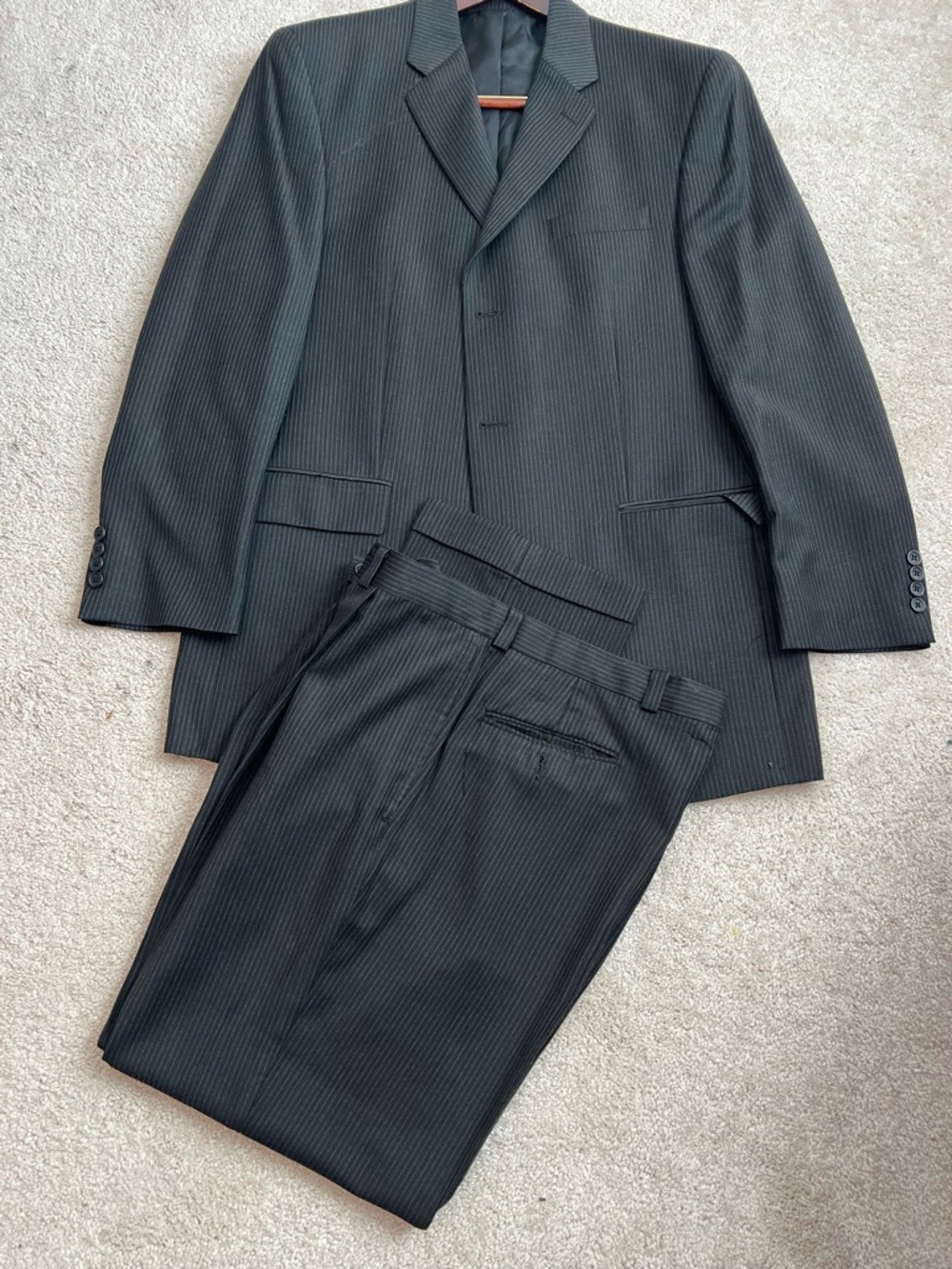 Calvin Klein Black Pinstripe Men's Suit: Jacket and pants